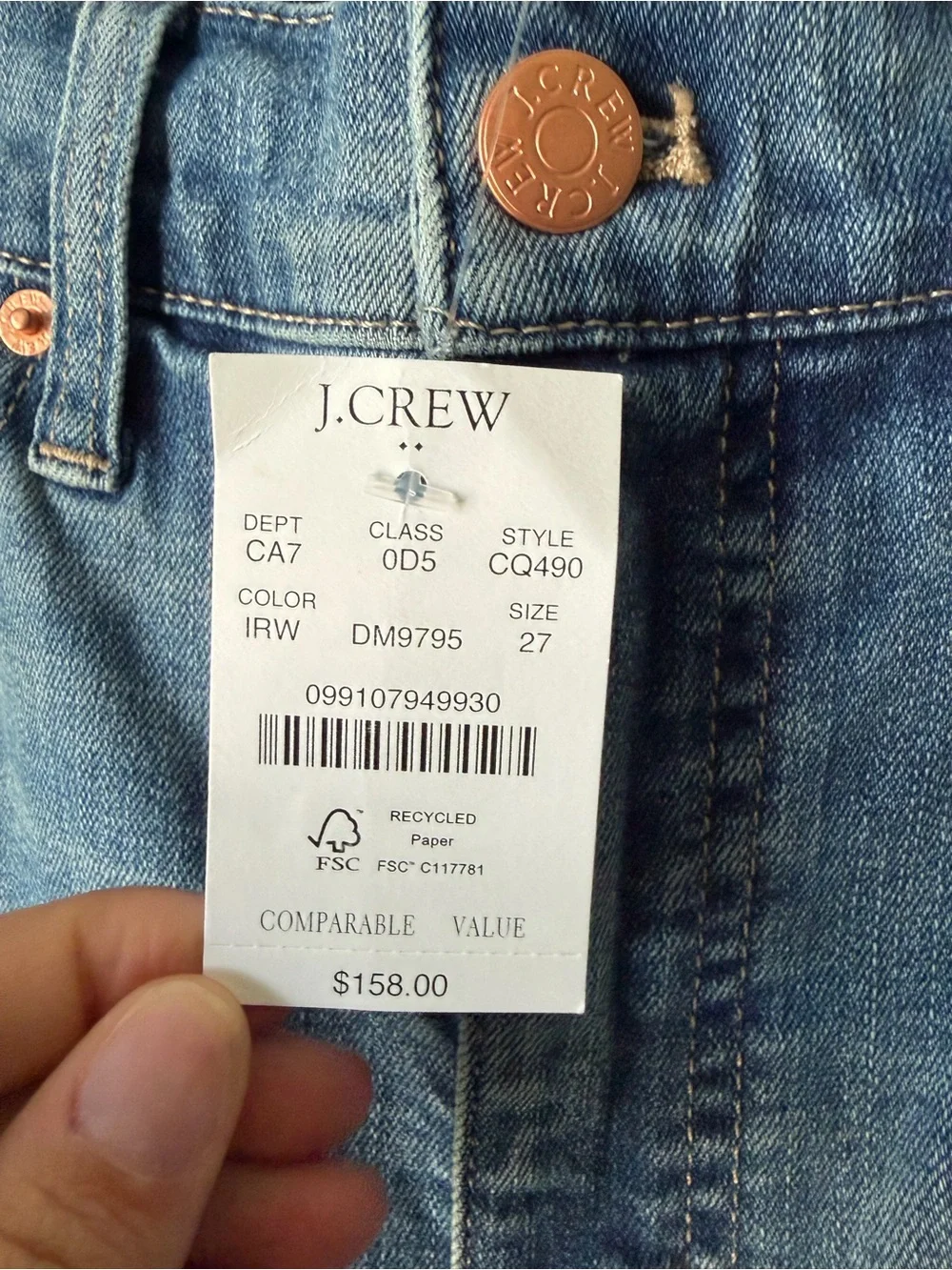 NWT J.CREW Classic Wide-Leg Medium Wash Jeans Stretch Size 27